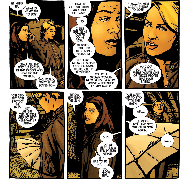 Jessica Jones and Carol Danvers set up a plan of action to deal with Killgrave in Jessica Jones #13.